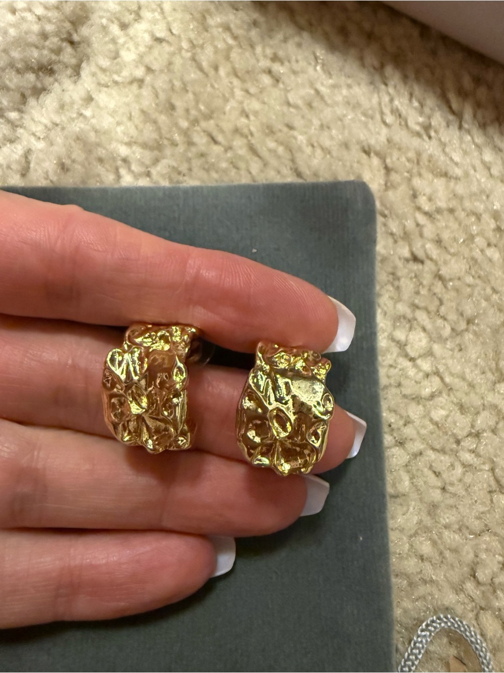 Gold Tone Textured Earrings